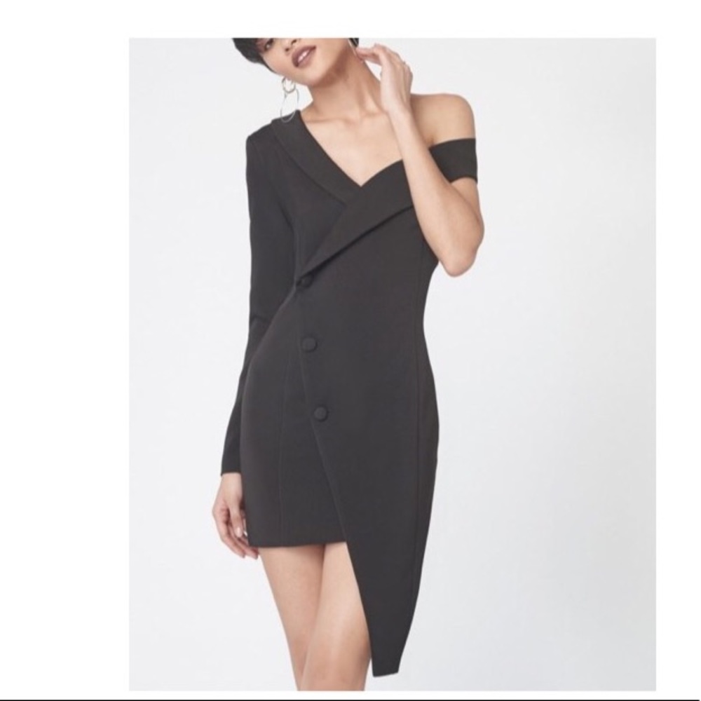 ASYMMETRIC TUXEDO MINI DRESS